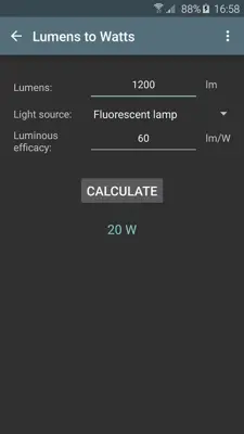 Lighting calculations android App screenshot 2