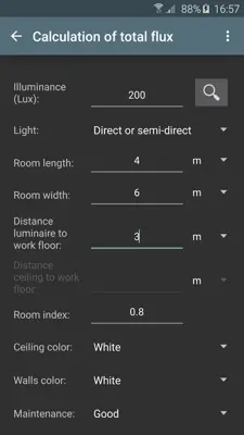 Lighting calculations android App screenshot 5